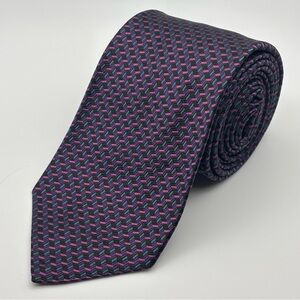 Oak Hall Geometric Design Silk Necktie Tie-Purple/Green/Black
